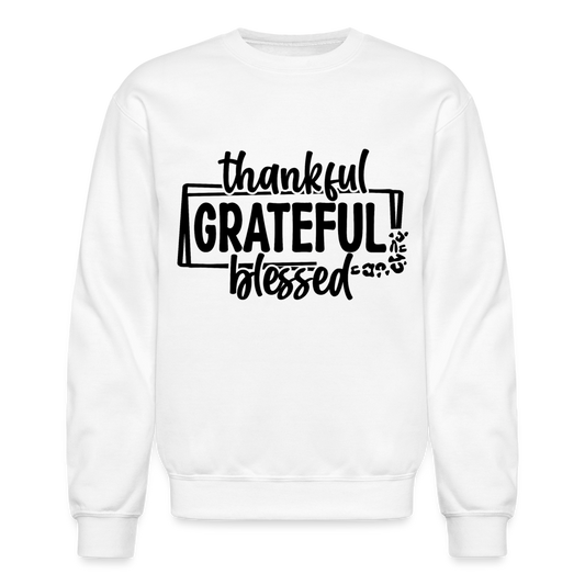 Thankful Grateful Blessed Sweatshirt - white