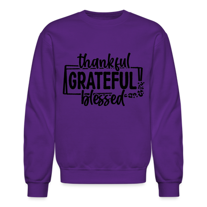 Thankful Grateful Blessed Sweatshirt - purple