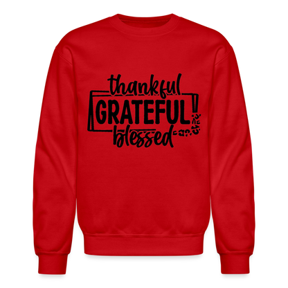 Thankful Grateful Blessed Sweatshirt - red