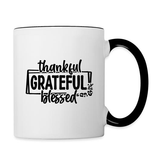 Thankful Grateful Blessed Coffee Mug - white/black