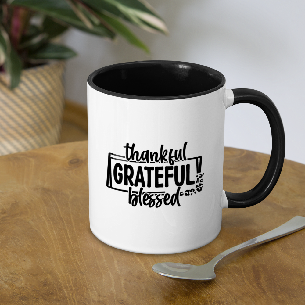 Thankful Grateful Blessed Coffee Mug - white/black