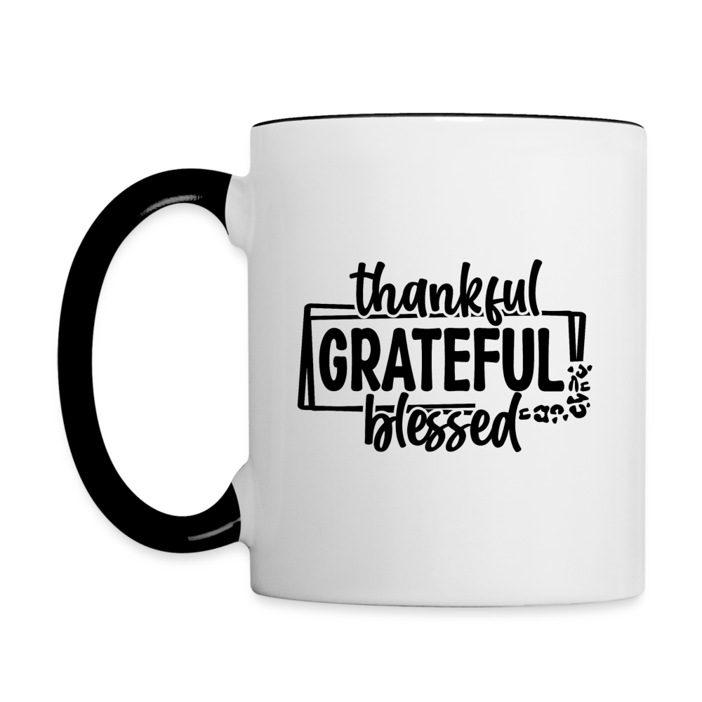 Thankful Grateful Blessed Coffee Mug - white/black