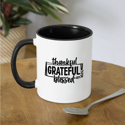 Thankful Grateful Blessed Coffee Mug - white/black