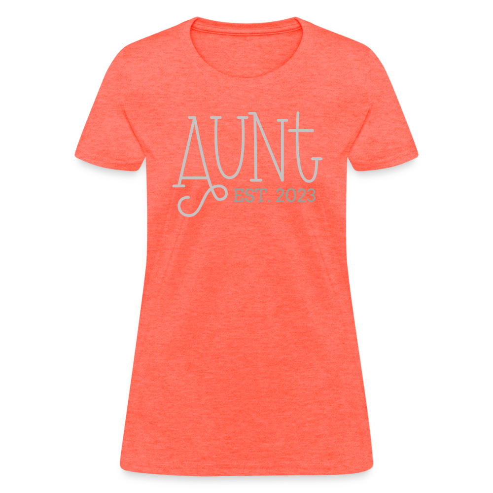 Aunt T-Shirt (Established - Customize Year) - heather coral