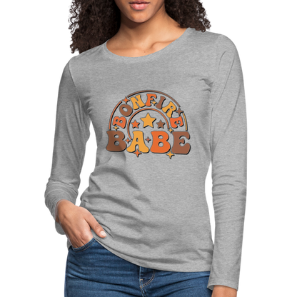 Bonfire Babe : Women's Premium Long Sleeve T-Shirt - heather gray