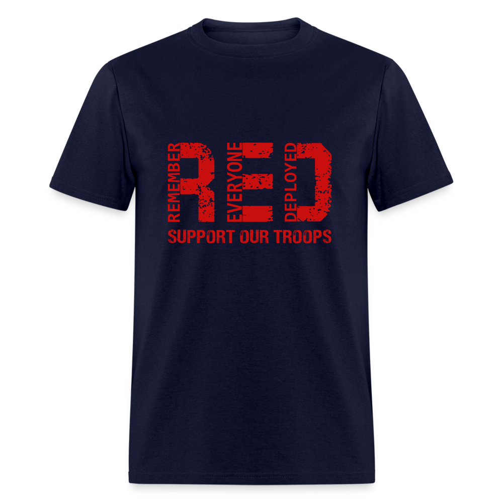 RED Remember Everyone Deployed T-Shirt (Support Our Troops) - navy