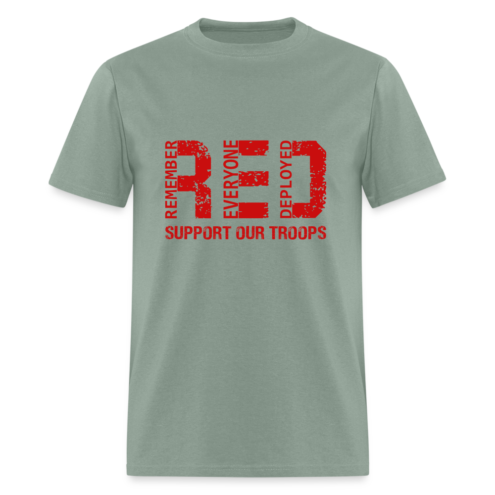 RED Remember Everyone Deployed T-Shirt (Support Our Troops) - sage