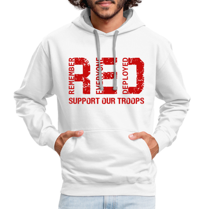 RED Remember Everyone Deployed Support Our Troops Hoodie - white/gray