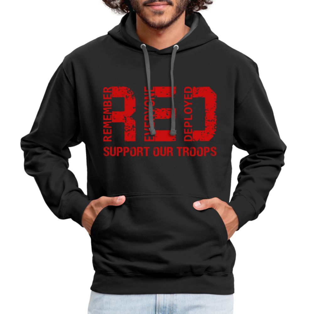 RED Remember Everyone Deployed Support Our Troops Hoodie - black/asphalt