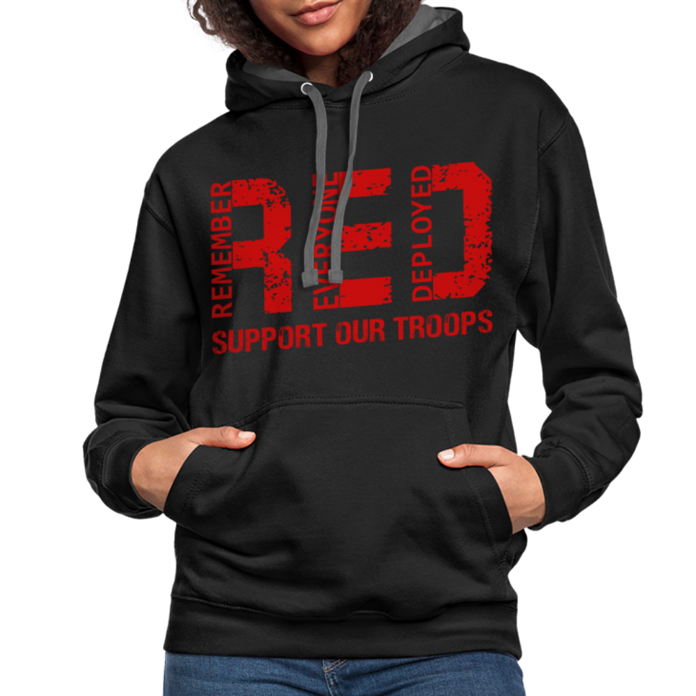 RED Remember Everyone Deployed Support Our Troops Hoodie - black/asphalt