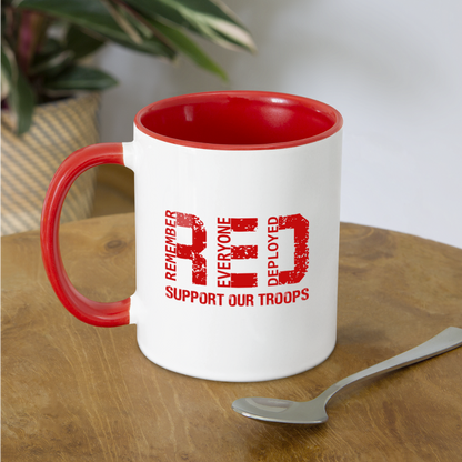 RED Remember Everyone Deployed Support Our Troops Coffee Mug - white/red