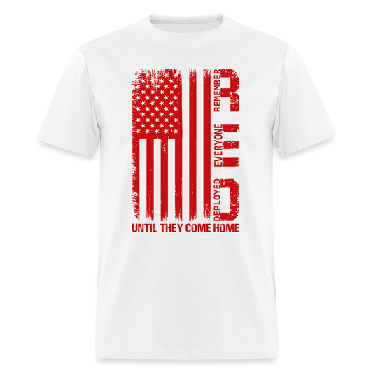 RED Remember Everyone Deployed T-Shirt (Until They Come Home) - white