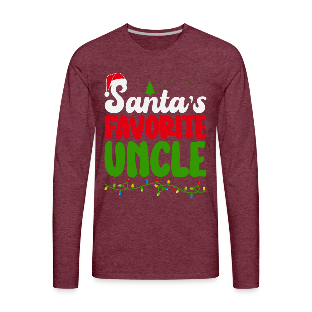 Santa's Favorite Uncle Premium Long Sleeve T-Shirt - heather burgundy