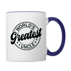 World's Greatest Uncle Coffee Mug - white/cobalt blue
