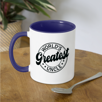 World's Greatest Uncle Coffee Mug - white/cobalt blue