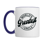 World's Greatest Uncle Coffee Mug - white/cobalt blue