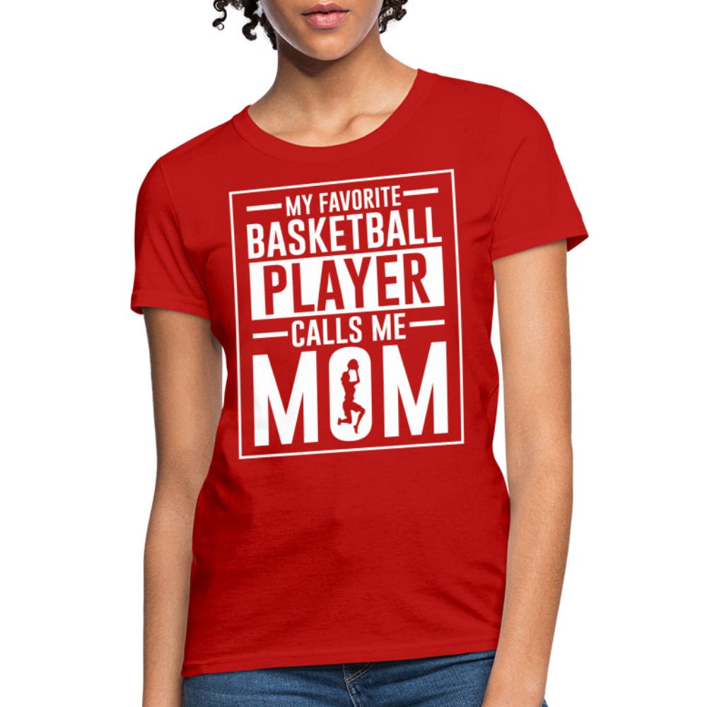 My Favorite Basketball Player Call Me Mom T-Shirt - red