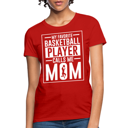 My Favorite Basketball Player Call Me Mom T-Shirt - red