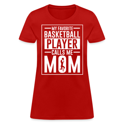 My Favorite Basketball Player Call Me Mom T-Shirt - red