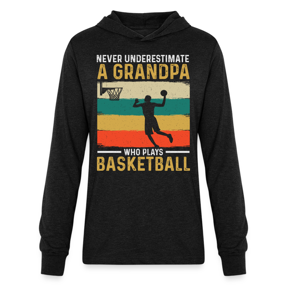 Never Underestimate A Grandpa Who Plays Basketball Hoodie Shirt - heather black