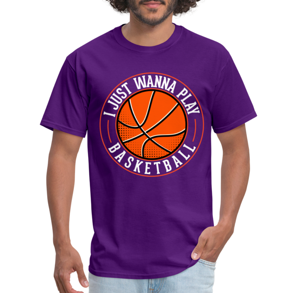 I Just Wanna Play Basketball T-Shirt - purple