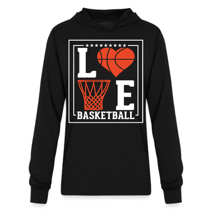 Love Basketball Long Sleeve Hoodie Shirt - black