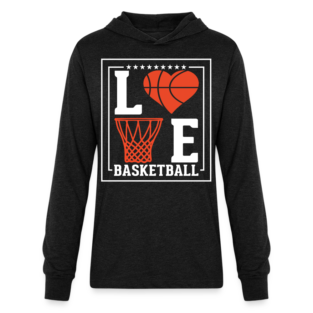 Love Basketball Long Sleeve Hoodie Shirt - heather black