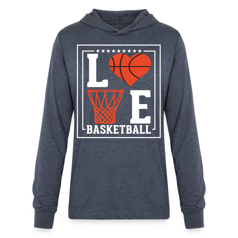 Love Basketball Long Sleeve Hoodie Shirt - heather navy