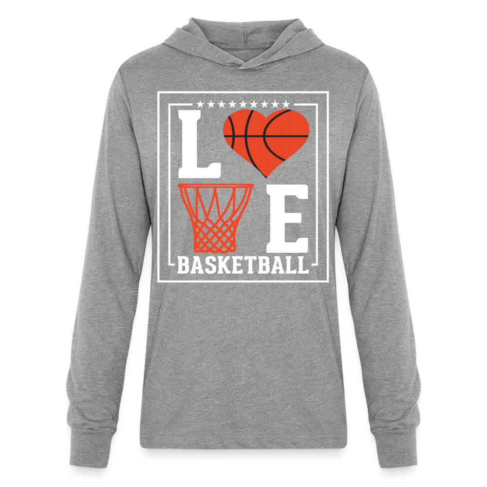 Love Basketball Long Sleeve Hoodie Shirt - heather grey