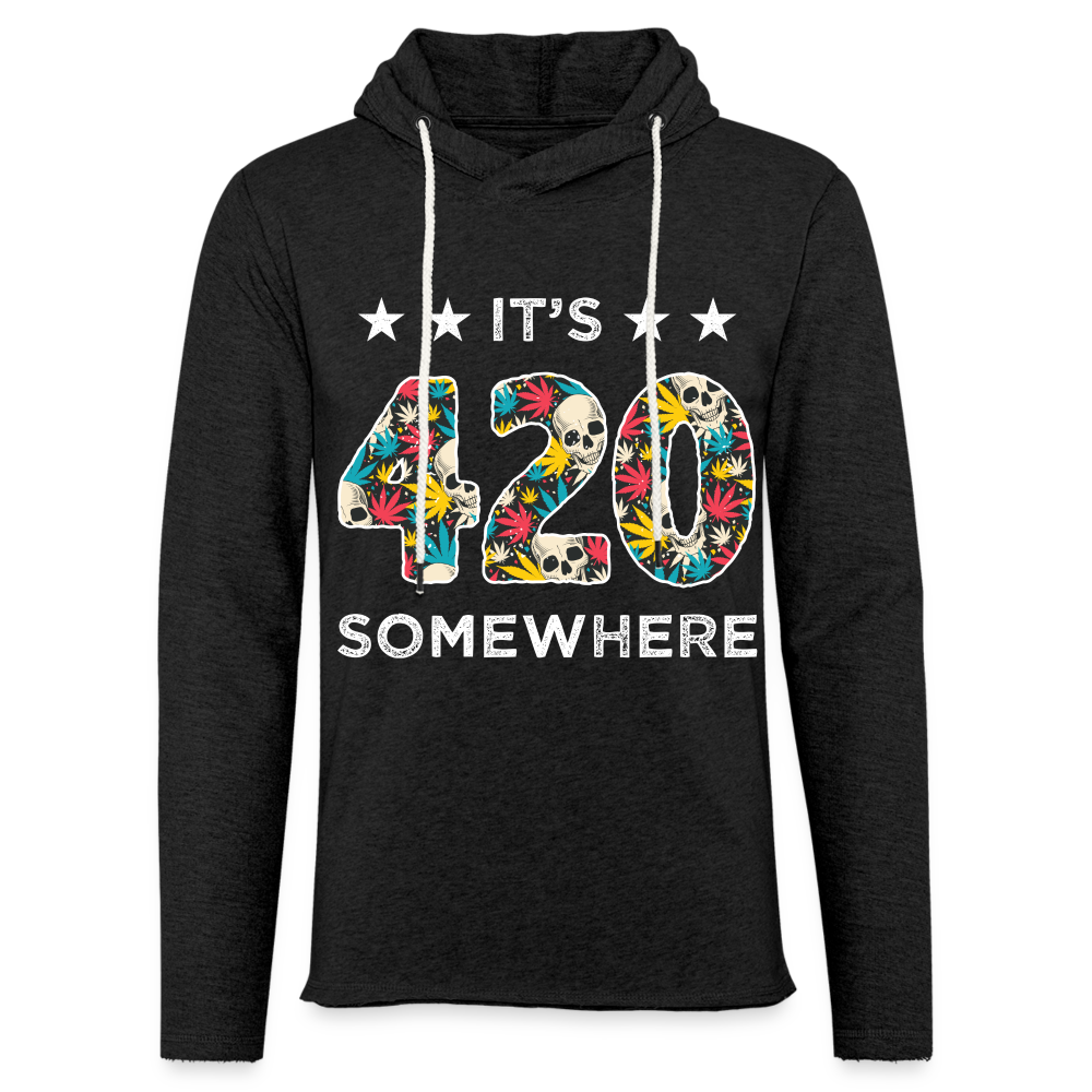 It's 420 Somewhere Lightweight Terry Hoodie - charcoal grey