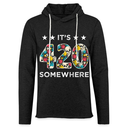 It's 420 Somewhere Lightweight Terry Hoodie - charcoal grey