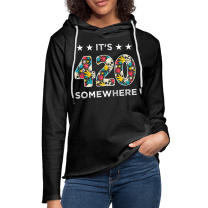 It's 420 Somewhere Lightweight Terry Hoodie - charcoal grey