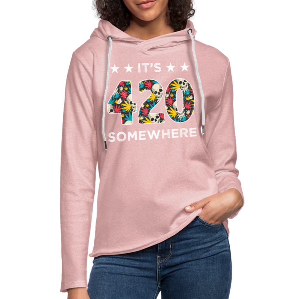 It's 420 Somewhere Lightweight Terry Hoodie - cream heather pink