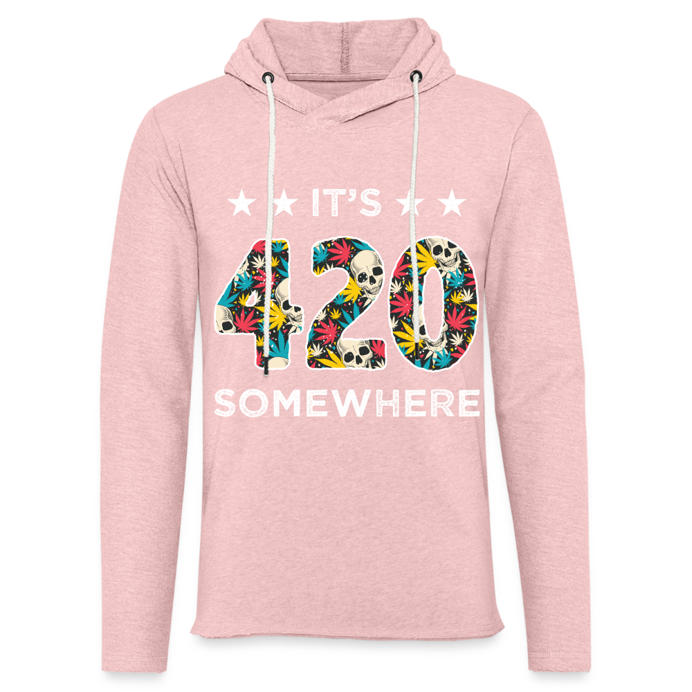 It's 420 Somewhere Lightweight Terry Hoodie - cream heather pink