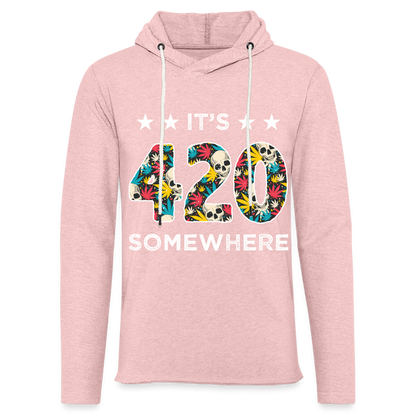 It's 420 Somewhere Lightweight Terry Hoodie - cream heather pink