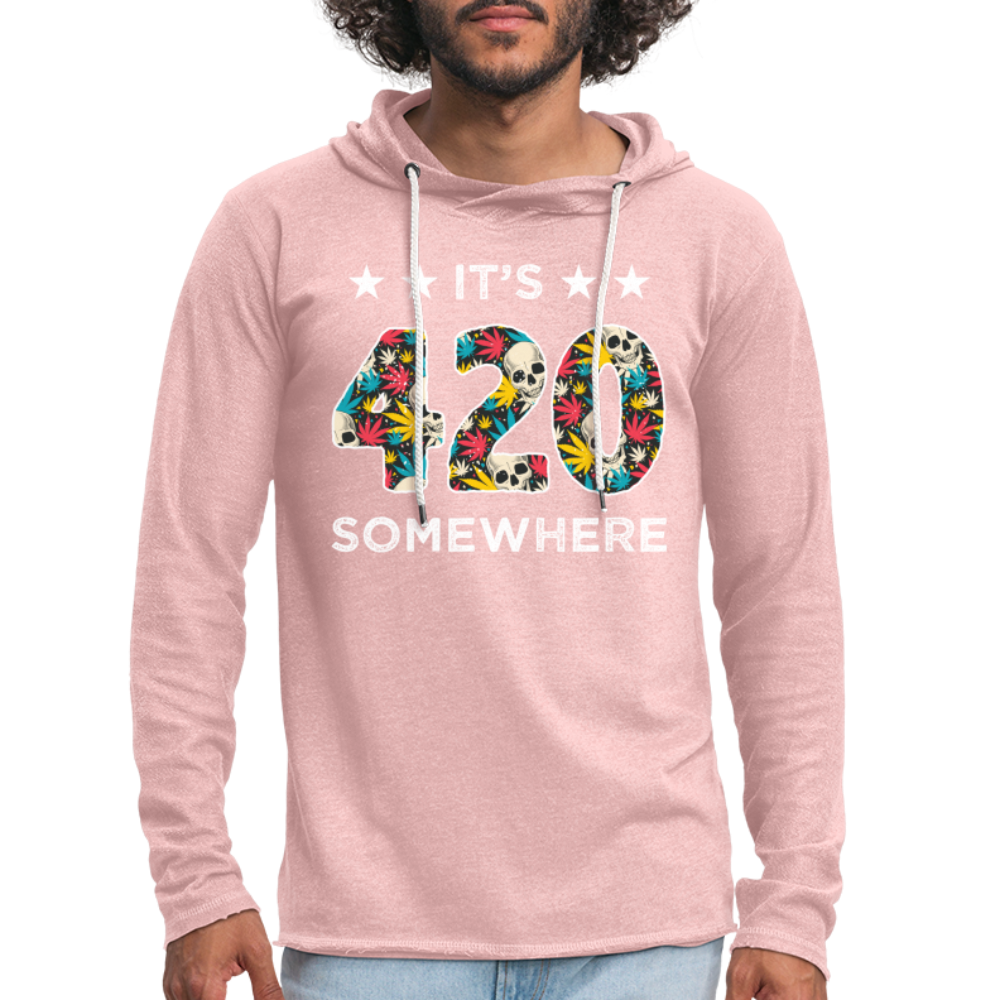 It's 420 Somewhere Lightweight Terry Hoodie - cream heather pink