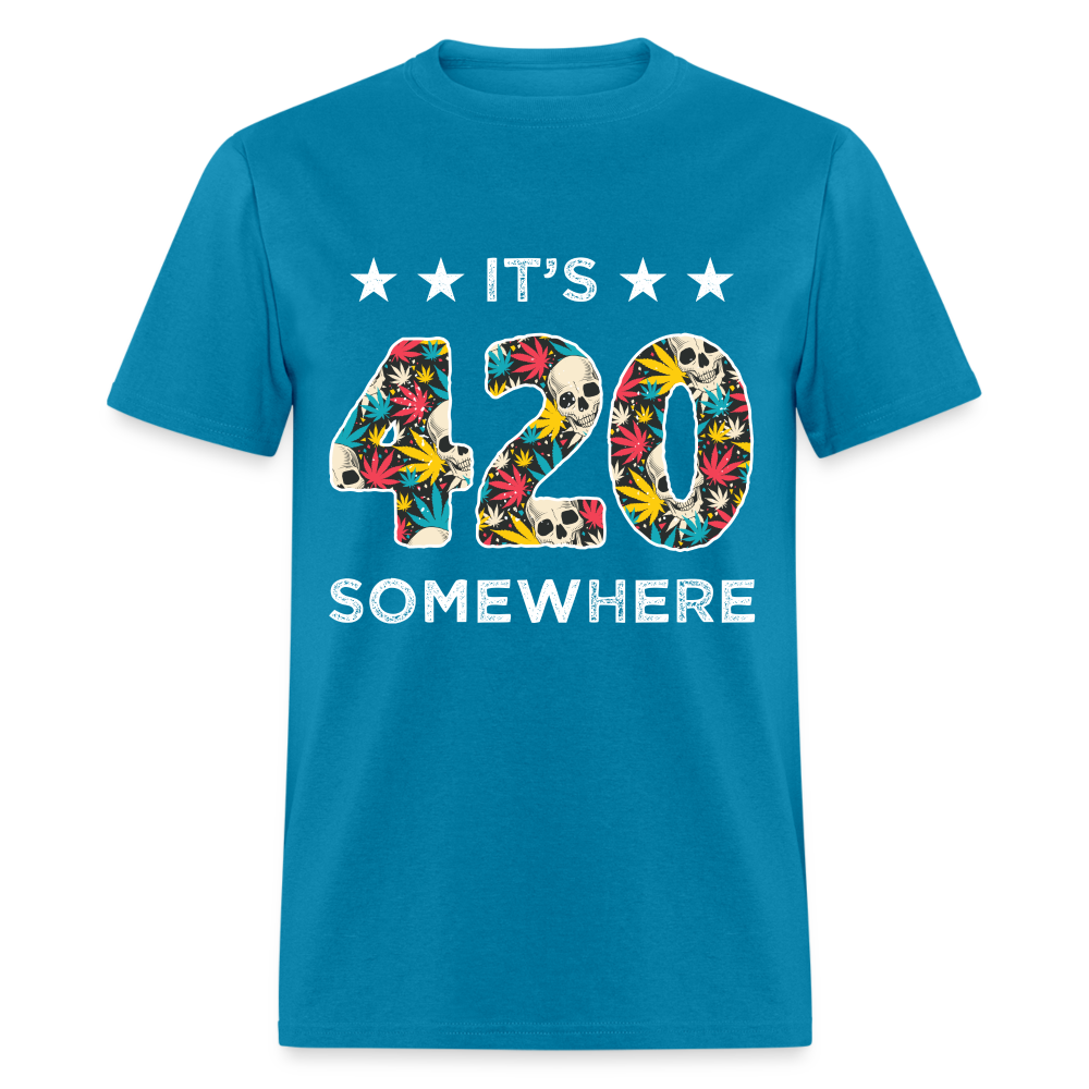 It's 420 Somewhere T-Shirt - turquoise