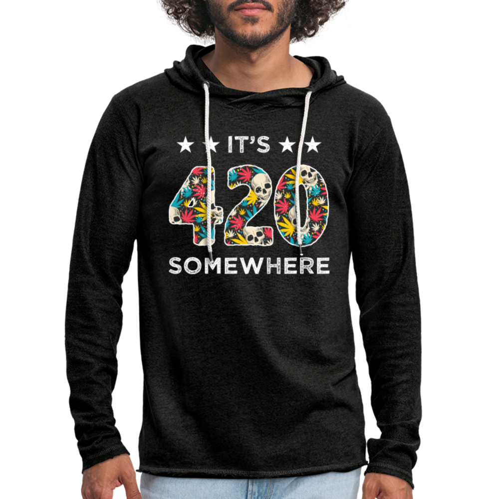 It's 420 Somewhere Lightweight Terry Hoodie - charcoal grey