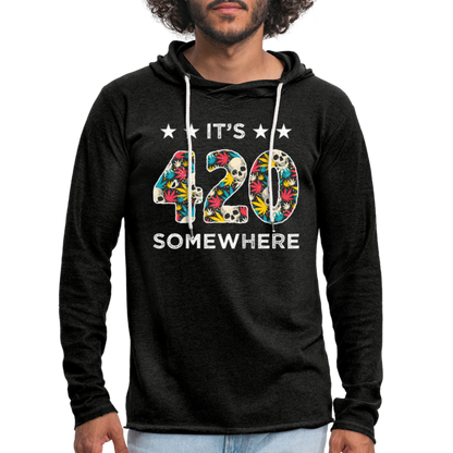 It's 420 Somewhere Lightweight Terry Hoodie - charcoal grey