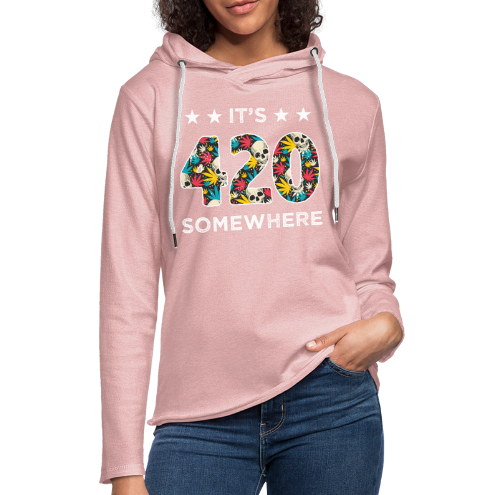 It's 420 Somewhere Lightweight Terry Hoodie - cream heather pink
