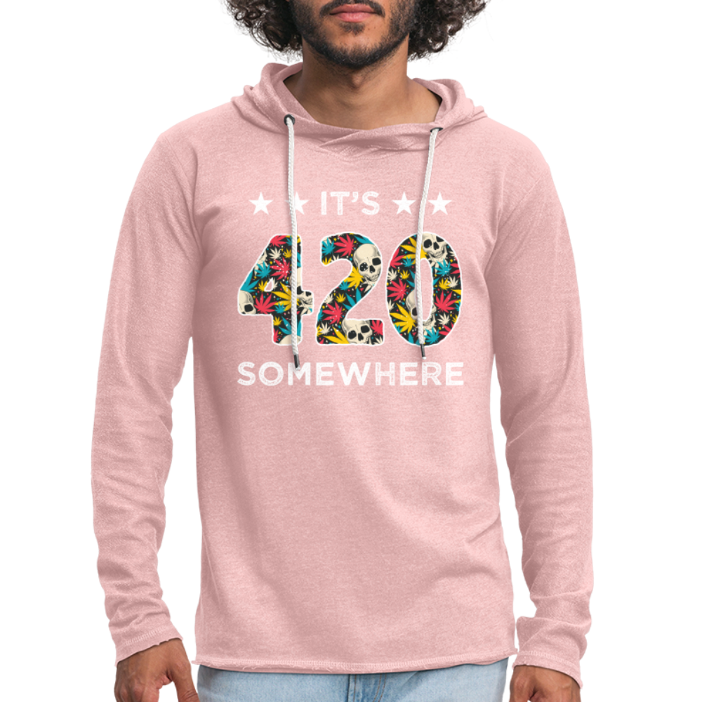 It's 420 Somewhere Lightweight Terry Hoodie - cream heather pink
