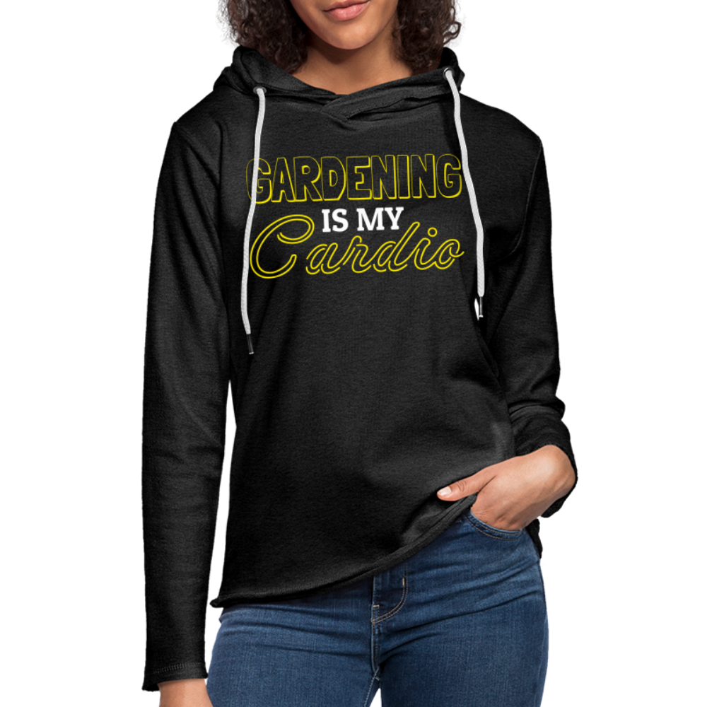 Gardening is my Cardio Lightweight Terry Hoodie - charcoal grey