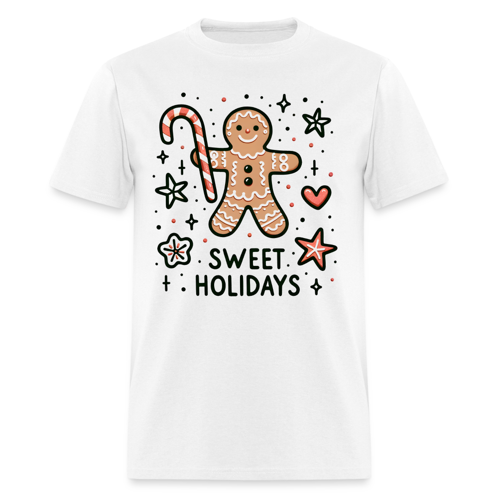Gingerbread Man Says Sweet Holidays T-Shirt - white