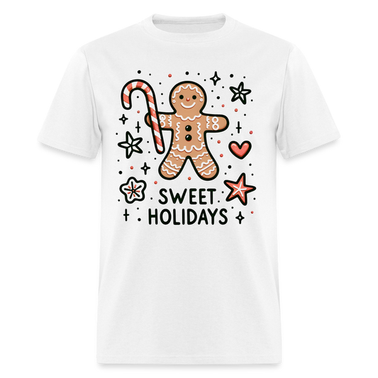 Gingerbread Man Says Sweet Holidays T-Shirt - white
