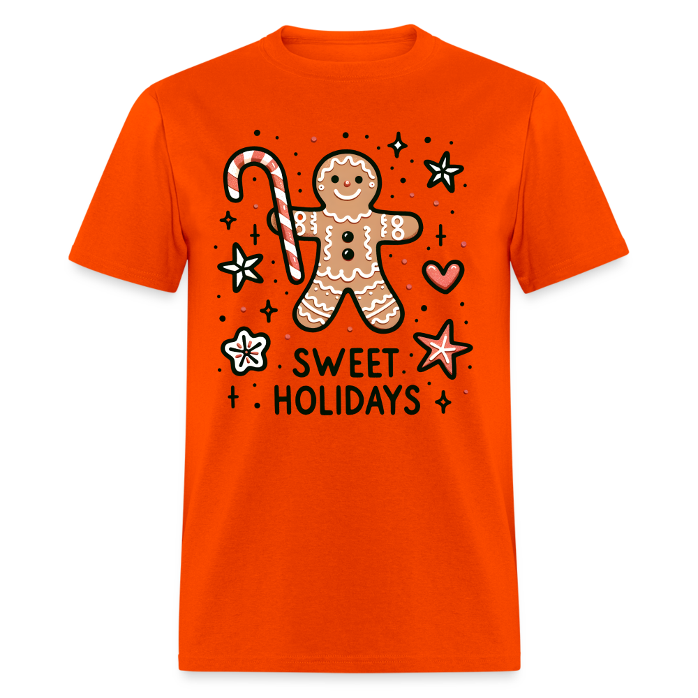 Gingerbread Man Says Sweet Holidays T-Shirt - orange