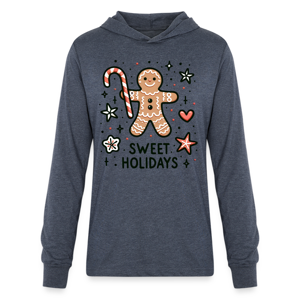 Gingerbread Man Says Sweet Holidays Hoodie Shirt - heather navy