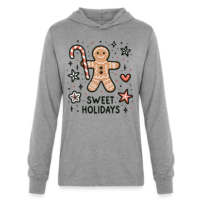 Gingerbread Man Says Sweet Holidays Hoodie Shirt - heather grey