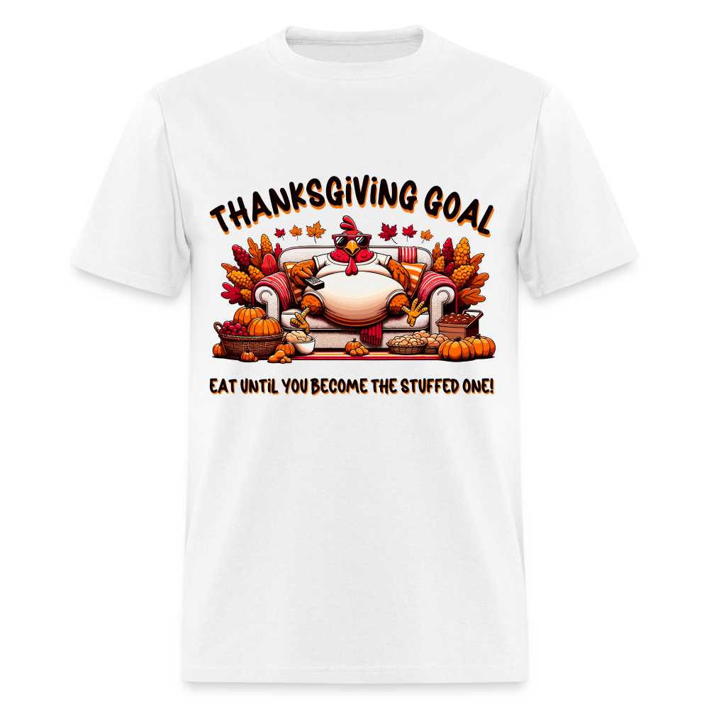 Thanksgiving Goal Stuff Turkey on Couch T-Shirt - white