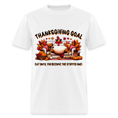 Thanksgiving Goal Stuff Turkey on Couch T-Shirt - white