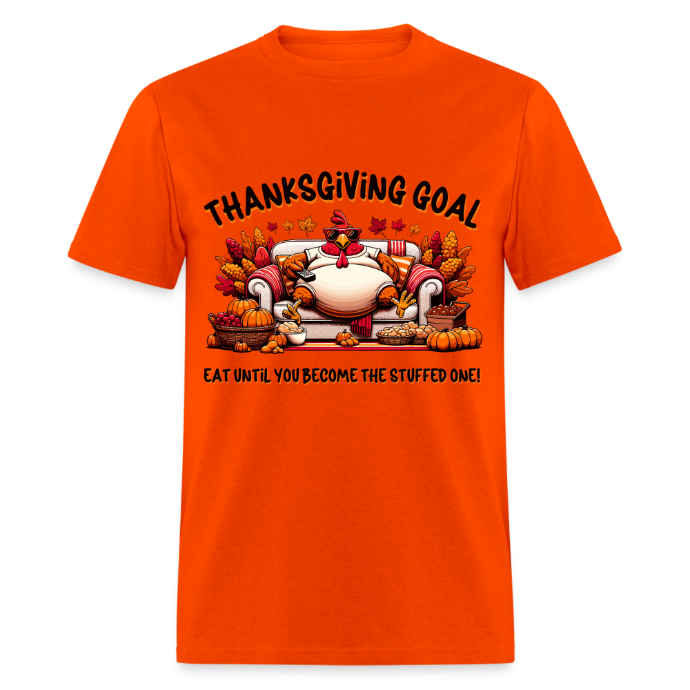 Thanksgiving Goal Stuff Turkey on Couch T-Shirt - orange